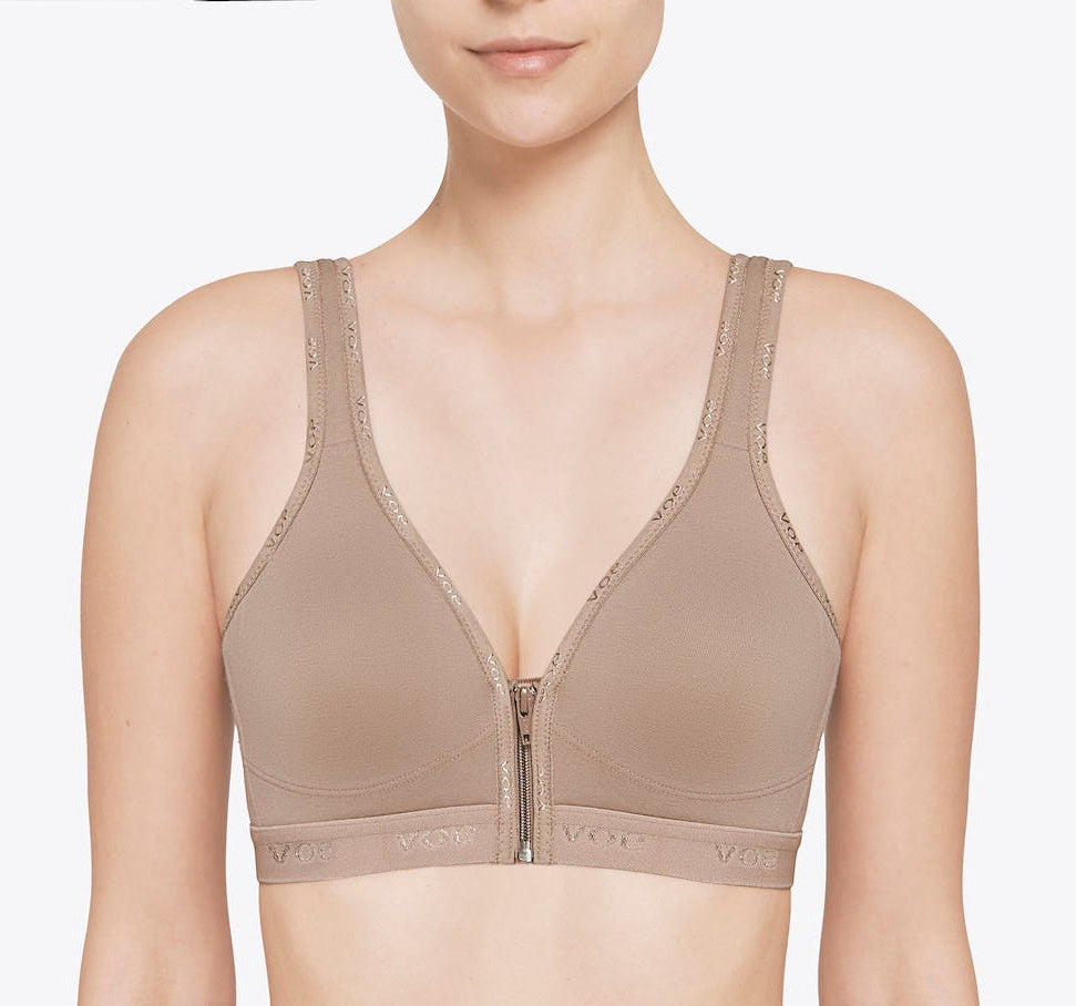 Cotton bra with front zipper